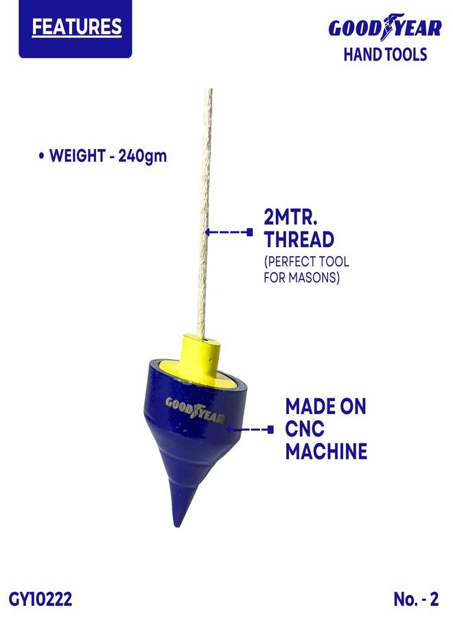 غوديير خيط ميزان جوديير، أداة خيط الميزان، خيط ميزان لأعمال البناء، مصنوع باستخدام الحاسوب، أزرق (رقم 2) - Image 3
